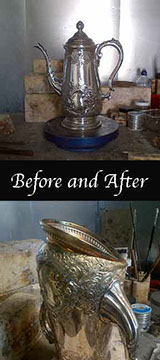 Coffee pot repaired by Ruth Rhoten